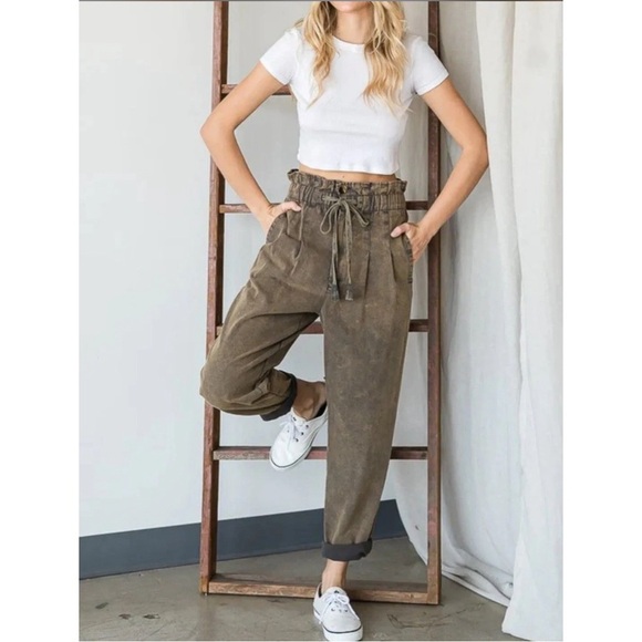 Oli & Hali Pants - Oli & Hali Washed Charcoal Casual Pants